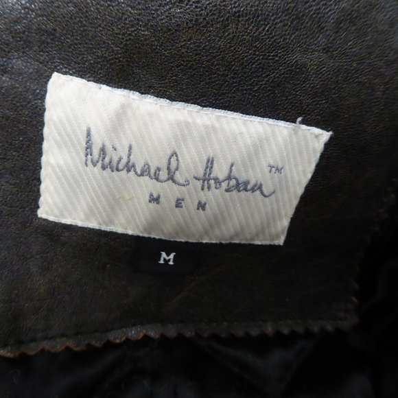 MICHAEL HOBAN NORTH BEACH BROWN LEATHER PEA COAT M - Picture 12 of 12